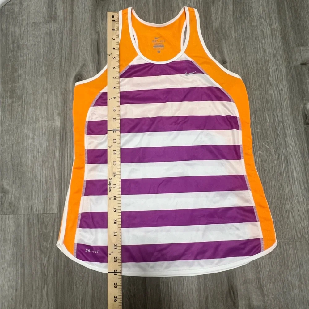 Nike Dri-Fit Purple & White Striped Razorback Tank‎ w/ Orange accents, Women’s M